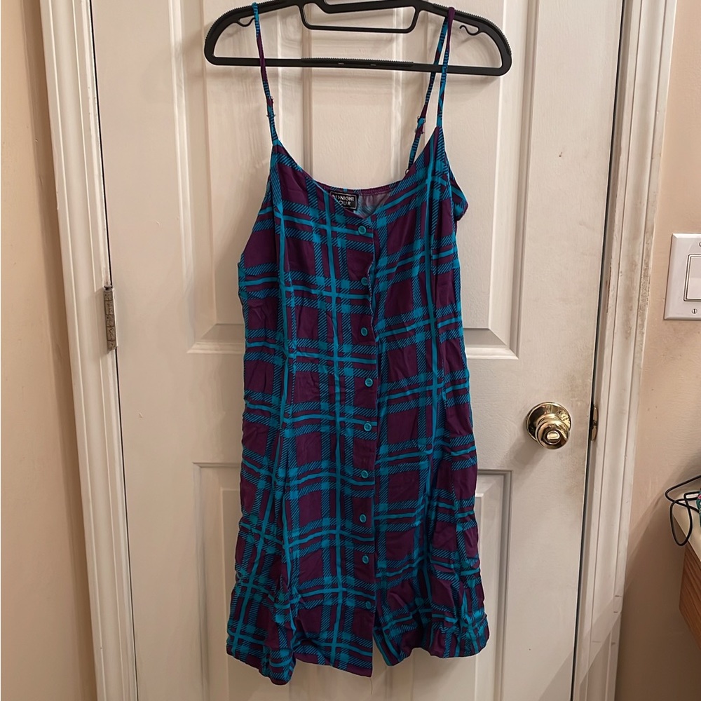 Blue and Purple Plaid Button Front Dress from Hot Topic